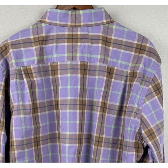 NWT Tommy Hilfiger Mens Slim Fit XL Shirt In Chalk Violet Plaid Long Sleeve - Picture 8 of 9